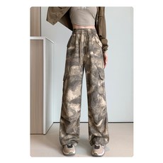 WAWAMOM 여자 밀리터리 카고바지 조거팬츠 여성 통바지 카고 와이드 밴딩 팬츠 GFQ22