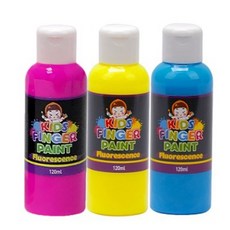 키즈맘아트 미술놀이 핑거페인트 형광색 120ml 3색 세트