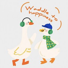 해피 오리커플 전사지 의류 티셔츠 에코백 열접착식 필름 패치, 1개, 1Color