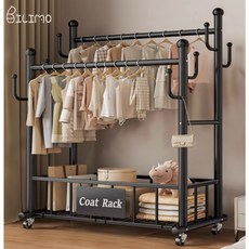 BILIMO 시스템 행거 튼튼한 이동식 옷걸이 행거 스탠드 옷걸이 옷장 강화된 32mm 파이프, 블랙, 1개