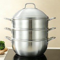 CookNest 통3중 대용량 찜기 인덕션 304 스텐 IH 곰솥, 3단, 1개, 32cm