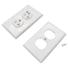 通用美規白色尼龍面板蓋板 單聯雙孔壁插面板 Cooper Hubbell Leviton美規插座皆通用, 1個