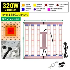LED 전체 스펙트럼 식물 성장등 240W-900W 알루미늄 프레임 - 접이식 85-265V 설치 간편 밝기 조절 가능, 02 320W, 02 AU