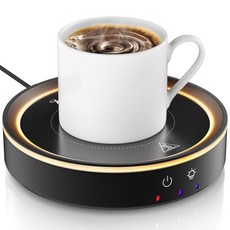 跨境新品80度加熱杯墊三檔可調節恆溫杯墊咖啡保溫杯墊智能暖杯墊, 1個, 黑色 美規110V(不含杯子)