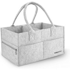 아기 기저귀 캐디 정리함 휴대용 유아용품 보관 바구니 통과 신생아 남녀를 위한 자동차 샤워 새 엄마를 크리스마스 선물, Grey, Regular