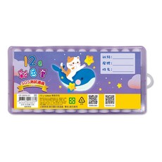 珠友CP-30032 台灣製-彩色筆/12色/安全無毒/學生用品/水性彩色筆/繪畫塗鴉著色, 1個, 01 貓鯨摘星貓鯨/紫盒, 紫盒