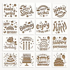 제니미엘 DIY 스텐실 도안 패턴 생일 축하 케이크 선물, 1개