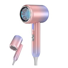 SAMSEA 접이식 여행용 가정용 고출력 헤어드라이어 1900W, 그라데이션 핑크, SQD-02