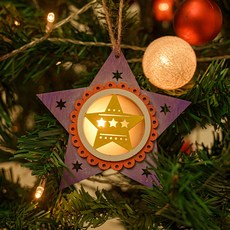 크리스마스장식 DIY 우드 MDF 오너먼트 무드등 만들기 단품(별), 크리스마스장식 DIY 우드 MDF 오너먼트 무드등 만들