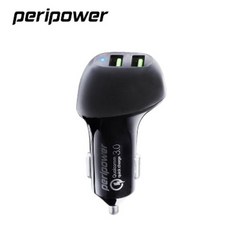 PeriPower QC3.0雙USB快充車用充電器 點煙器擴充電源插座 PS-U15 (BSMI認證), 1個, 2