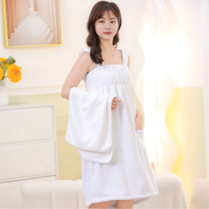 스몰빈 부드러운 프리미엄 호텔 골프 여성용 샤워 가운 민소매, 화이트, 1개