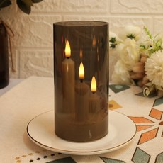 크리스마스 결혼식 전등갓 작동되는 깜박이는 전기 창 양초가있는 테이퍼 양초, Grey, 1 Pcs, 1개