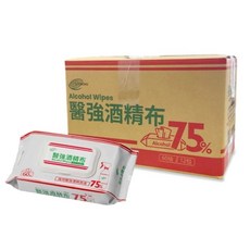 醫強75抗菌酒精布 濕紙巾 酒精擦 60抽包 20x15cm, 12個, 12個裝