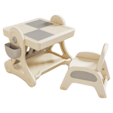 積木畫板桌椅組(可與得寶/樂高大顆粒積木相容), 1個