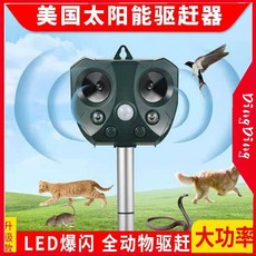 太陽能超聲波動物驅趕器，防鳥驅狗驅貓驅鼠，閃光警報多模式戶外驅鳥神器, 1個, 綠色