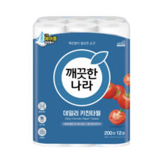 깨끗한나라 데일리 천연펄프 키친타올 130매, 200매, 24개