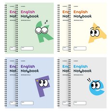 페이퍼릿 좁은칸 영어 노트 100g, 혼합색상, 8개