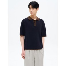 브랜드정품 에잇세컨즈 8SECONDS 칼라 배색 반소매 니트 네이비 289181