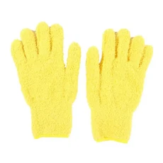 실용적인 극세사 산호 양털 청소 장갑 자동차 그루밍 솔리드 5 손가락 먼지 제거 가사 흡수제 1 쌍, 01 노란색