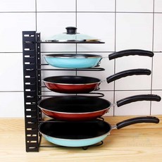토리샵 후라이팬 정리대 선반 뚜껑보관, 올블랙 스틸후라이팬 선반