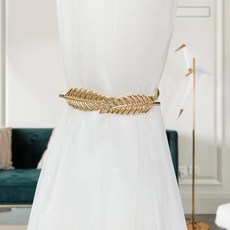 우아한 금속 커튼 타이백 벽걸이 고리 장식 클립 링 작은 창문 고정용, 1개, 3. §*~^`§잎고리 나뭇잎 B형 황금쌍잎형(1개)§