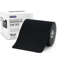 OK TAPE 잔디 테이프 10CM X 6.4CM 프리컷 엑스트라 와이드 풋볼 블랙 운동 방수 내구성 및 슈퍼 끈적 요, 01 10CM X 6.4CM, 02 Black, 1