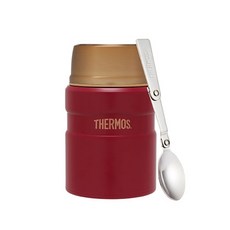 THERMOS膳魔師 食物燜燒罐 SK520系列 廣口設計 內附摺疊湯匙 316不鏽鋼內膽, 紅, 520ml, 1個