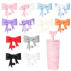 8피스 8mm 귀여운 리본 빨대 커버 캡 토퍼 뚜껑 Stanley 텀블러 컵과 호환 재사용 가능한 귀여운 실리콘 빨대 팁 프로텍터 재사용 가능한 음료 빨대 빨대 액세서리, 85 - 12개