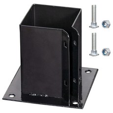 10.2 x 10.2cm(4 x 4인치) 나무 기둥 베이스 커버 내부 사이즈 8.9 x 8.9cm(3.5 x 3.5인치) 1팩 블랙 펜스 포스트 서포트 스퀘어 메탈 브래킷 볼, 10.2cm x 10.2cm(4x4인치)-1팩