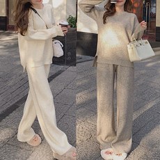 女式兩件套羅紋針織訓練綁帶長褲