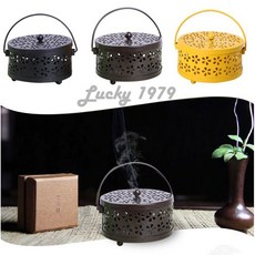 Lucky 1979 復古吉祥梅花刻花蚊香爐, 黃色, 黑色、黃色