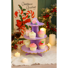 컵케이크스탠드 종이소재 3단 디저트 트레이 애프터눈티 어린이집 생일파티 페이퍼 셀프 돌상 생일상 꾸미기 홈파티, 살몬, 1개, 살몬