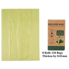 15PCS/롤 생분해 성 개 똥 가방 두꺼운 0 01mm Biobase 향기로운 분해 가능한 고양이 폐기물 디스펜서, Green 8 Rolls
