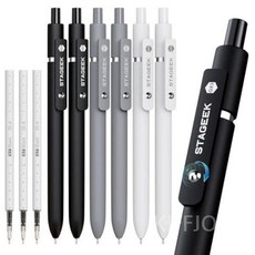 미국정품STAGEEK 블랙앤블루 젤 펜 세트 12팩 0.5mm 비공구오, C. 화이트 그레이 블랙 세트(각 2개씩)