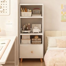 SeekFun 높은 책장 대용량 거실 수납 선반 다용도 공부방 책 정리 세로형 오픈식, 4단, 화이트