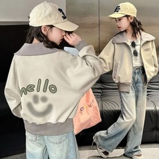 로르카 14세 이상 사용 가능 여아 루즈핏 지퍼 포켓 배색 긴팔 캐주얼 점퍼