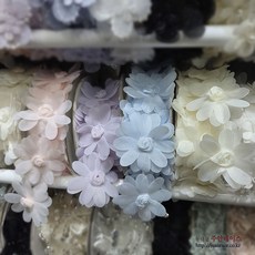 파스텔 코사지 노방레이스 의류부자재 옷리폼 DIY악세사리, 2개, 화이트