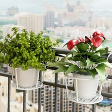 난간형 화분거치대 베란다 식물선반 창문 난간걸이 철제받침대 실내정원 공중화분, 브라운