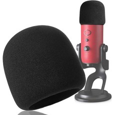 YOUSHARES유셰어즈 2PCS 블루 예티 팝 필터 마이크용 데드 캣 마이크 커버와 프로 USB 폼 윈드스크린, Foam Black, 1개, 폼 블랙