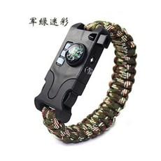 手工編織傘繩手鍊 多功能雷射手環 戶外露營探險用品, 軍綠迷彩, 1個