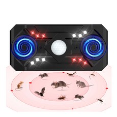 강력한 초음파 쥐 퇴치기/해충 퇴치기 300제곱미터 커버 (가정/사무실/창고용) 360도 박쥐 지네 바퀴벌레 개미 모기 퇴치, H788(블랙)