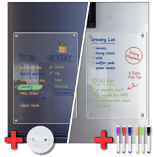 닉스리빙 아크릴 냉장고 붙이는 자석 메모장 보드 마카펜 세트, 투명
