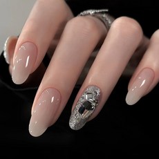 穿戴甲片高級感秋季貓眼紫邊愛心法式美甲片可拆卸爆款假指甲貼片, 1個, BY1971蛾眉曼睩:膠水款