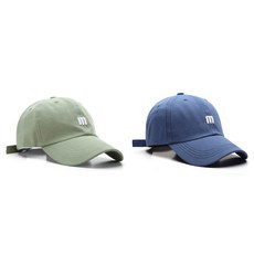 우일신 이니셜m 남녀공용 캡모자 세트 야구모자 데일리 캐주얼, B세트(연그린블루)