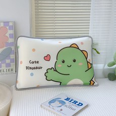 卡通恐龍兒童冰絲枕套 夏季涼感枕頭套 親膚透氣吸濕排汗, 愛心恐龍,30x50cm*1單枕套