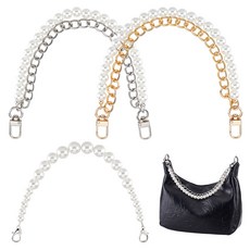 3개 아연 합금 ABS 소재에 모조 진주를 엮은 스트랩 체인 3종 세트 (화이트/혼합색 길이 320~323mm), 혼합색