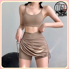 瑜伽短褲防走光運動包臂裙女跑步抽繩顯瘦健身高腰不規則褲夏薄款