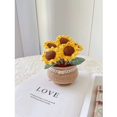 DIY 뜨개질 패키지 키트 손뜨개 재료 선물용 태교, 핑크 튤립 화분, 1개
