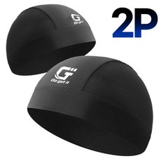 [Go Get It] 한국인 두상에 맞는 이너캡 / 자전거 오토바이 헬멧 쪽모자 / 땀 흡수 모자 / 러너스 비니 / 달리기 땀모자 1+1, 블랙(black) 2개