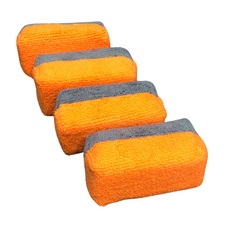 O&B 超細纖維上蠟綿 雙色海綿擦 汽車美容清潔工具, 橘/灰, 5個